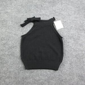 Easy Clothes Sweater Tank Womens S/M Black High Neck Bow Strap Knit Acrylic NWT